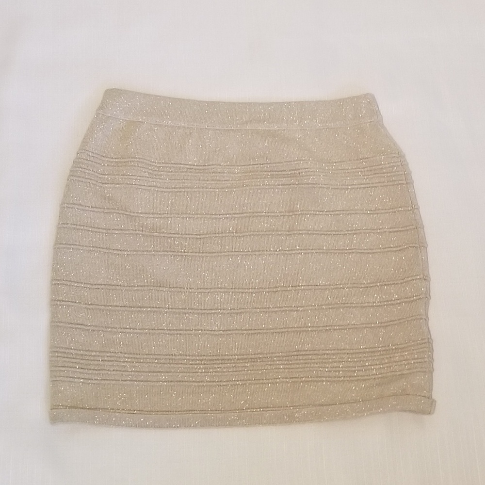 Beige High Waisted Elastic Skirt